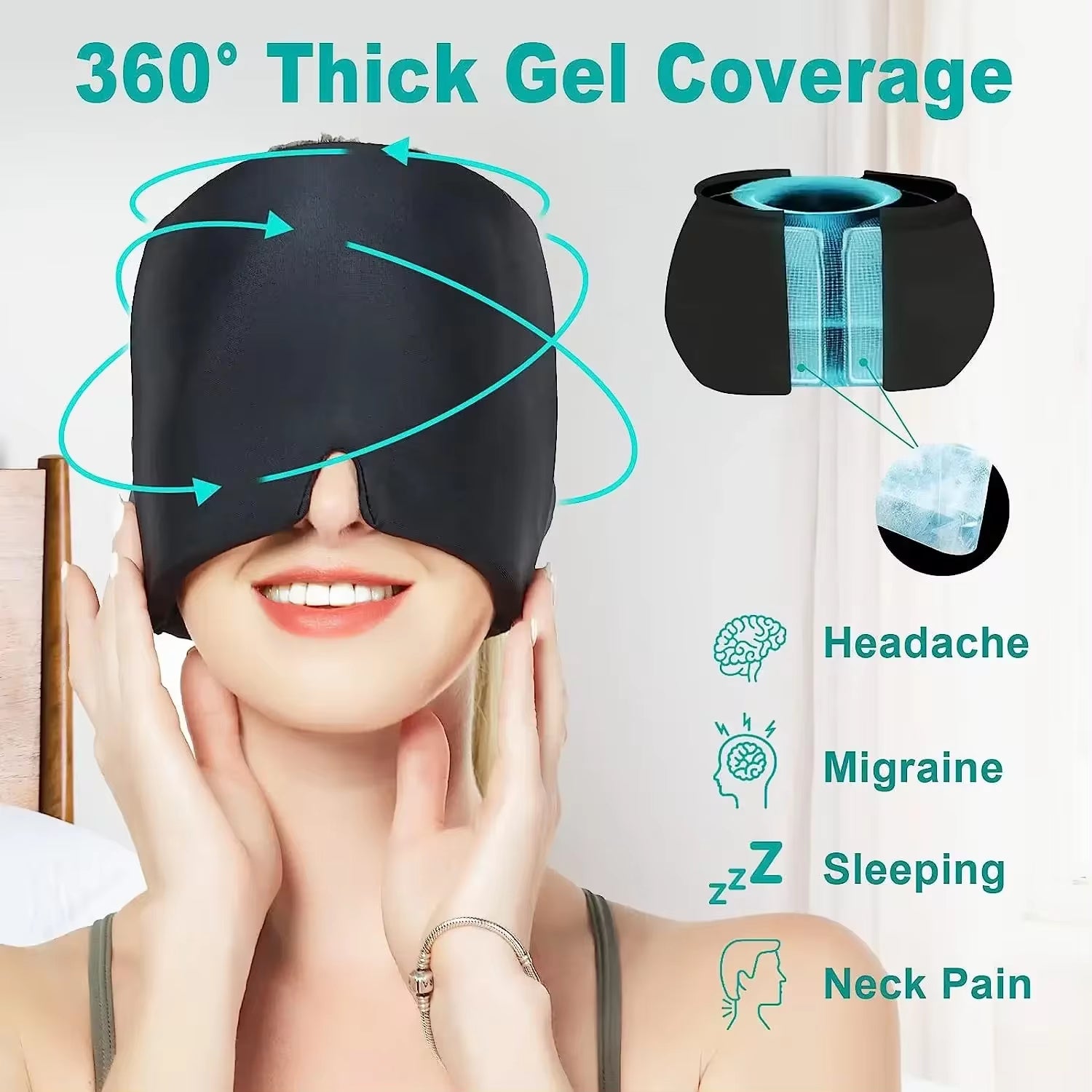 Ultimate Migraine Relief Hat - Cold Therapy Ice Cap for Headache, Stress & Pain Relief