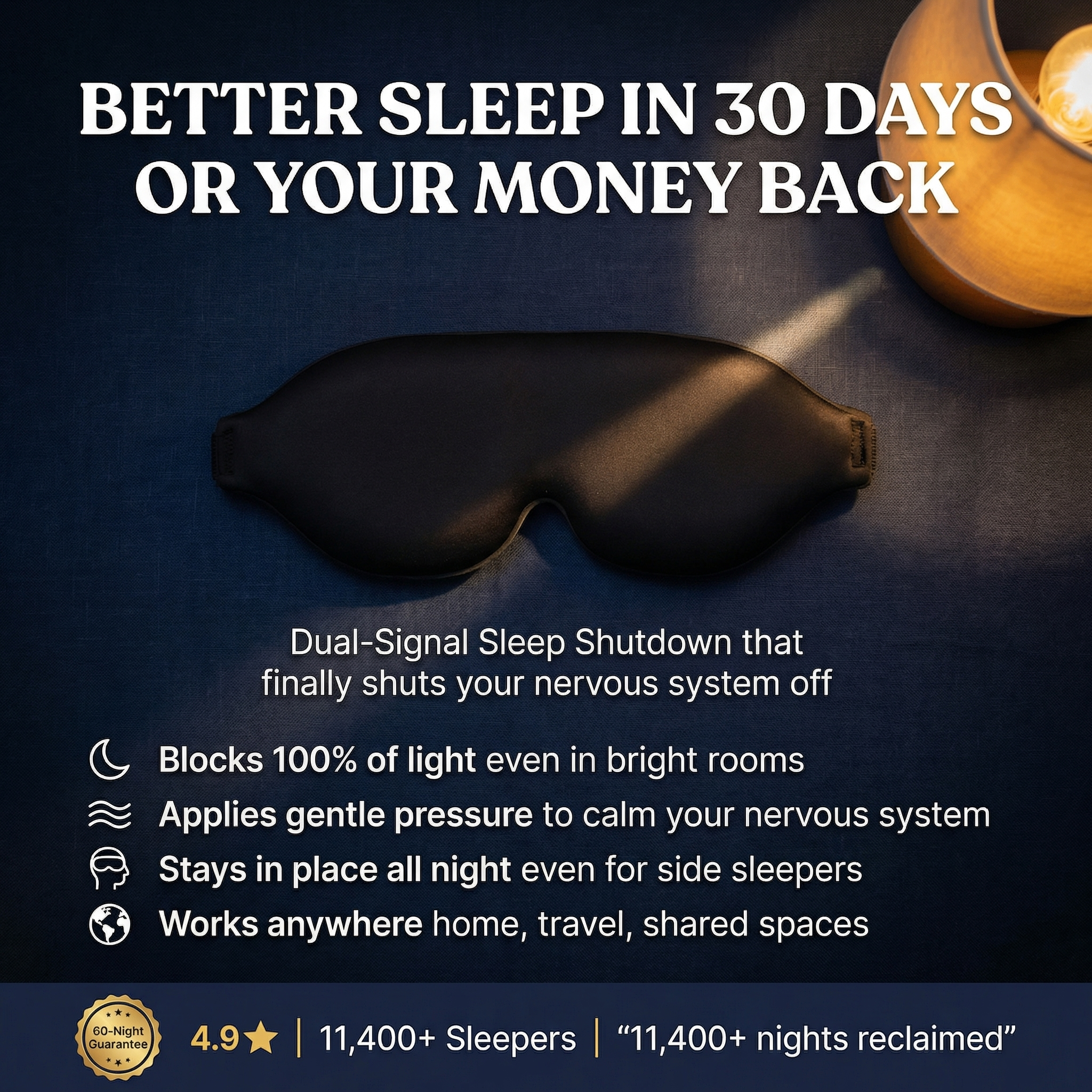 SleepLock™ Micro-Pressure Sleep Mask with Total Blackout